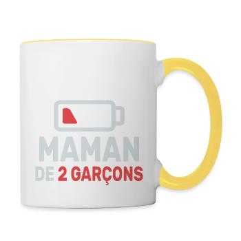 Maman de deux garçons - Mug contrasté - blanc/jaune - Droite