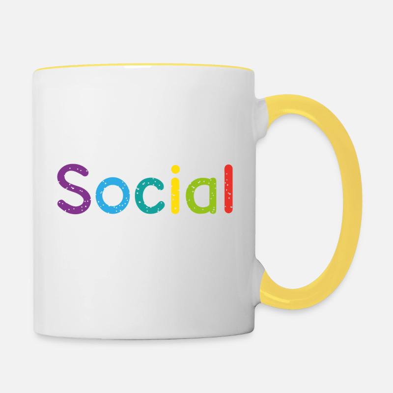 Social Maths école cadeau nerd professeur - Mug contrasté - blanc/jaune