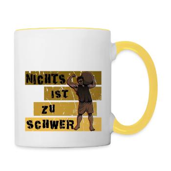 Strongman Sort muscles Fort Homme Fit Cadeau - Mug contrasté - blanc/jaune - Droite