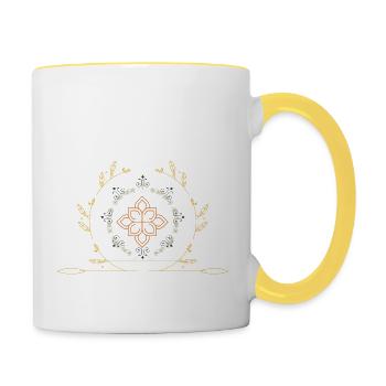 bouddhisme soleil spiritualité - Mug contrasté - blanc/jaune - Droite