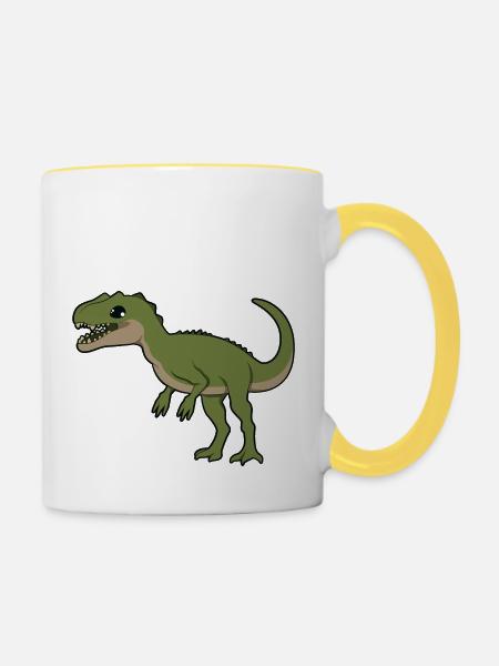 Allosaurus - Tasse zweifarbig - Weiß/Gelb