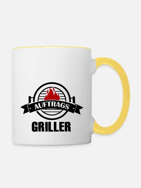 auftrags griller - Tasse zweifarbig - Weiß/Gelb
