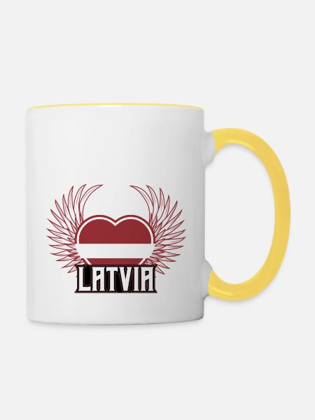 Lettland - Tasse zweifarbig - Weiß/Gelb
