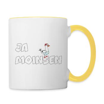 Ja Moinsen - Möwe - Tasse zweifarbig - Weiß/Gelb - Rechts