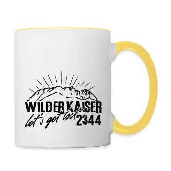 Wilder Kaiser Kitzbühel Tirol Kaiserkrone vintage - Tasse zweifarbig - Weiß/Gelb - Rechts