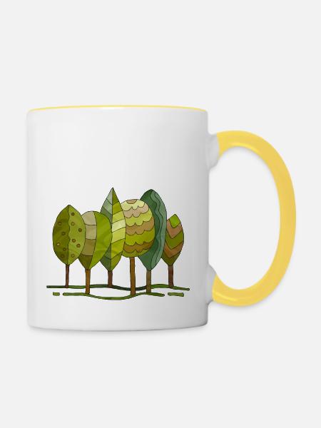 Baum - Tasse zweifarbig - Weiß/Gelb