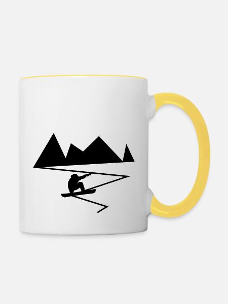 Snowboard Snowboarder - Tasse zweifarbig - Weiß/Gelb