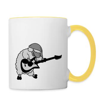 Schaf spielt E - Tasse zweifarbig - Weiß/Gelb - Rechts