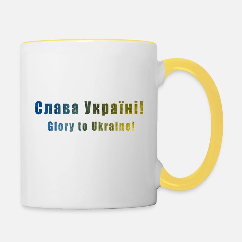 Gloire à l’Ukraine - Mug contrasté - blanc/jaune