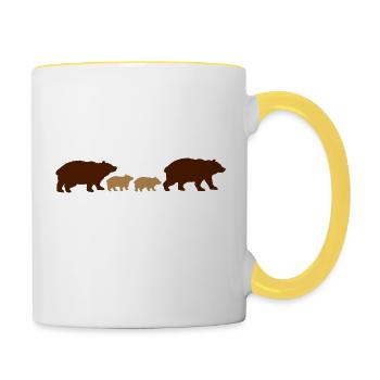 Famille de l’ours de bébé - Mug contrasté - blanc/jaune - Droite