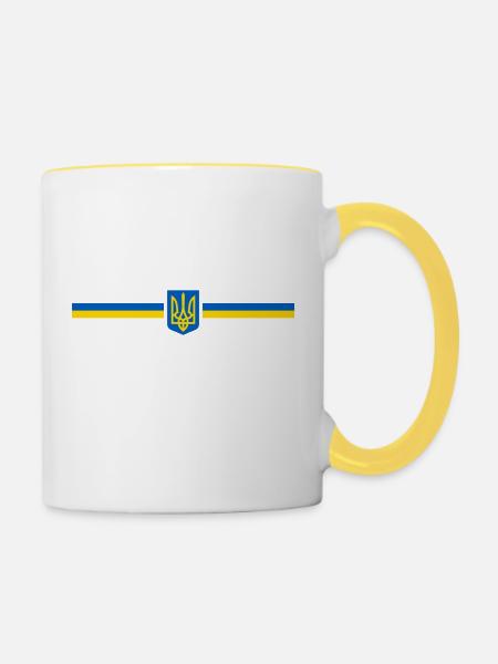 Ukraine - Tasse zweifarbig - Weiß/Gelb