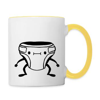 Lebendige Windel Gesicht - Tasse zweifarbig - Weiß/Gelb - Rechts
