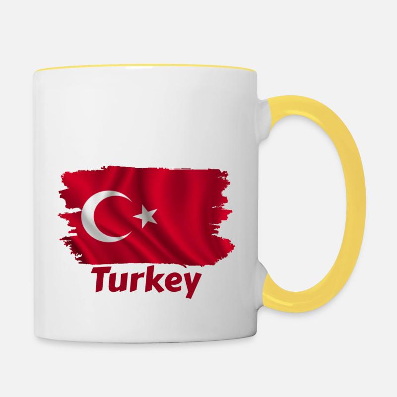 Drapeau de la Turquie - Mug contrasté - blanc/jaune