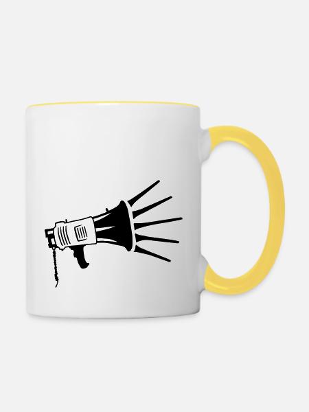 Lautsprecher Propaganda Megafon Symbol - Tasse zweifarbig - Weiß/Gelb