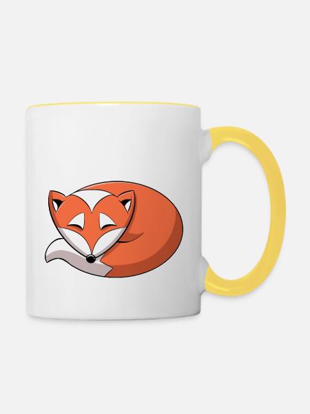 Fuchs - Tasse zweifarbig - Weiß/Gelb
