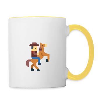 horse riding pixel- idee gift rider - Contrasting Mug - white/yellow - Right