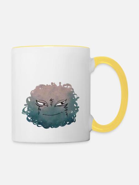 Kleines Pelota Monster n°9 - Tasse zweifarbig - Weiß/Gelb