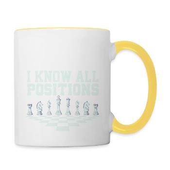 I Know All Positions Chess Player Chess Board - Tasse zweifarbig - Weiß/Gelb - Rechts