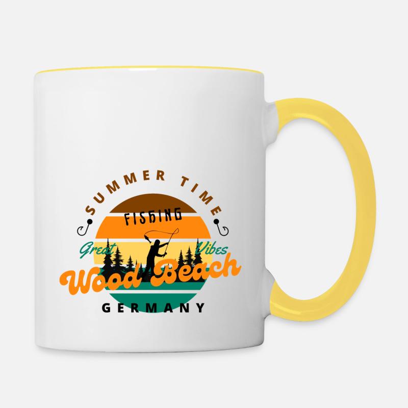 Plage de Angler Wood - Mug contrasté - blanc/jaune