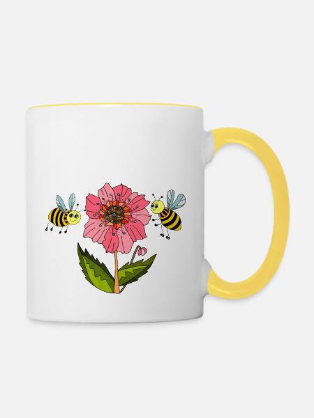 Insekten - Tasse zweifarbig - Weiß/Gelb