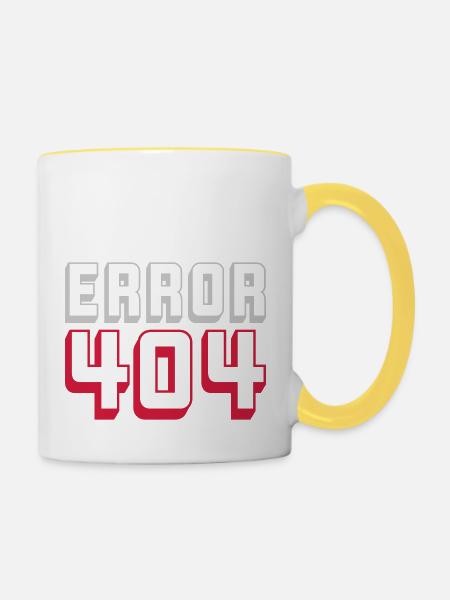 Error 404 Computer Verbindung - Tasse zweifarbig - Weiß/Gelb