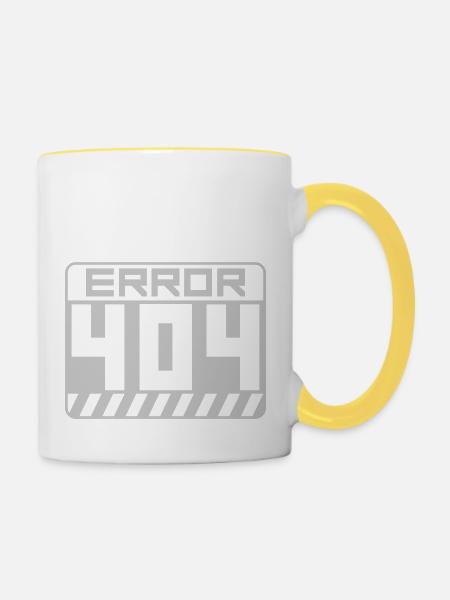 Warnung Schild Error 404 - Tasse zweifarbig - Weiß/Gelb