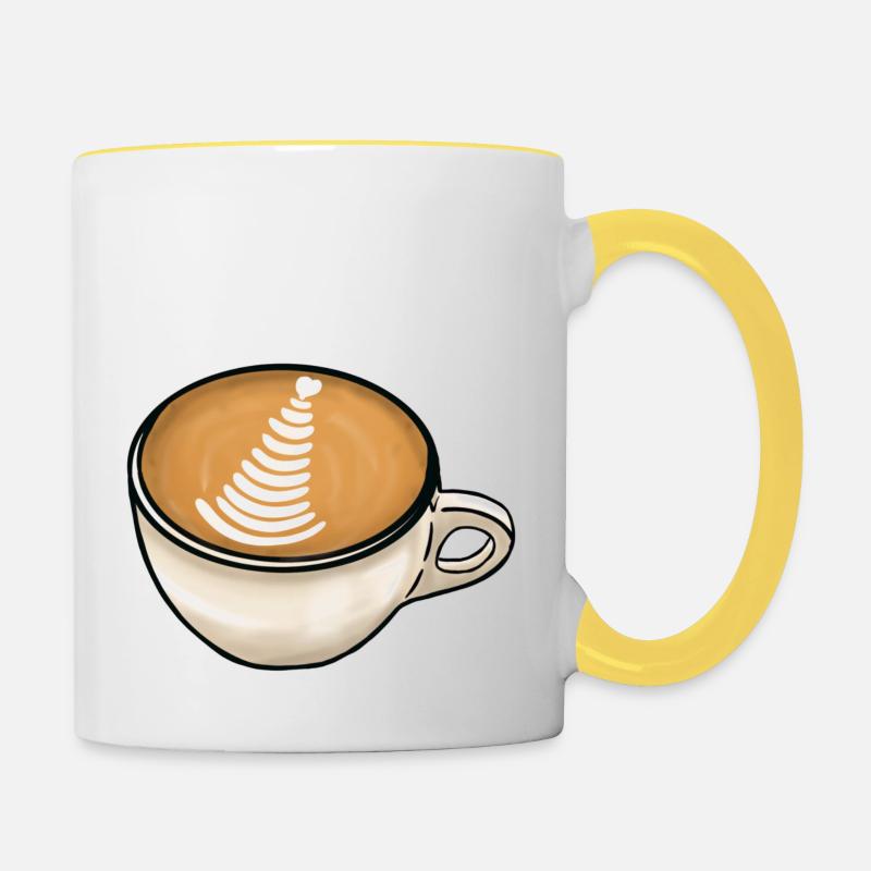 Café cappuccino - Mug contrasté - blanc/jaune