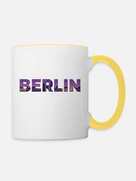 Berlin Stadtshirt - Tasse zweifarbig - Weiß/Gelb
