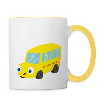 Schulbus - Tasse zweifarbig - Weiß/Gelb - Rechts