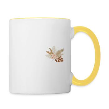 18e anniversaire fleuris (Cadeau de 18 ans) - Mug contrasté - blanc/jaune - Droite