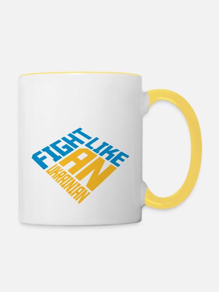 fight like ukrainians Zitat - Tasse zweifarbig - Weiß/Gelb
