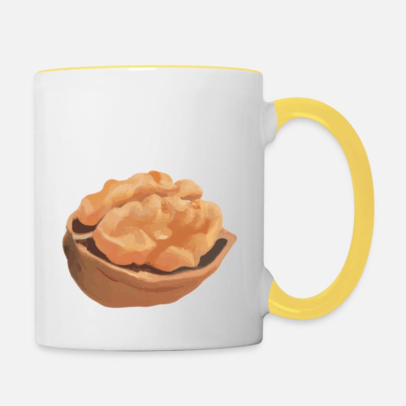 Walnuss - Tasse zweifarbig - Weiß/Gelb