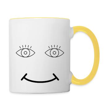 Visage - Mug contrasté - blanc/jaune - Droite