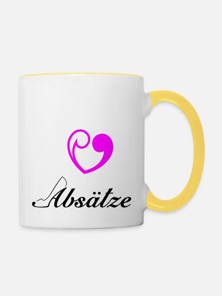 Absätze - Tasse zweifarbig - Weiß/Gelb