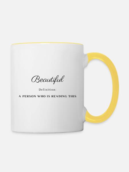 Beautiful - Tasse zweifarbig - Weiß/Gelb