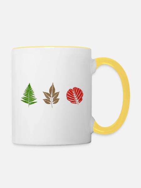 Blätter Design - Tasse zweifarbig - Weiß/Gelb