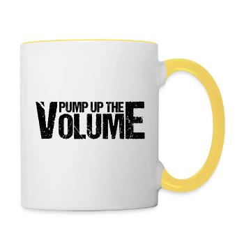 Techno music house pump up the volume gift - Contrasting Mug - white/yellow - Right