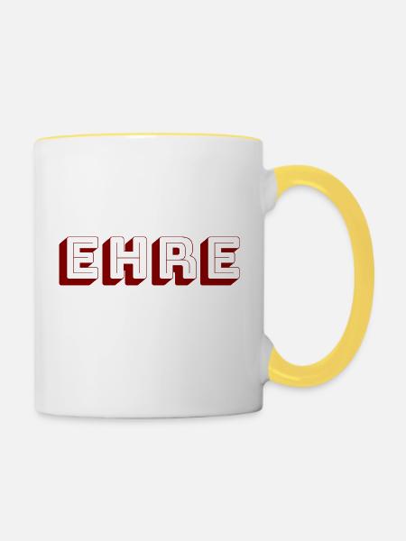 Ehre - Tasse zweifarbig - Weiß/Gelb