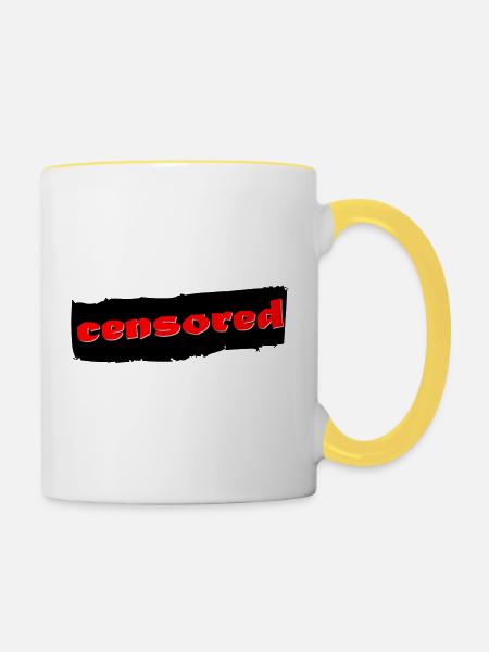Zensiert LOGO - Tasse zweifarbig - Weiß/Gelb