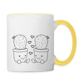 Cacti in love - Contrasting Mug - white/yellow - Right
