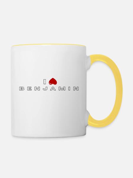 Ich hasse Benjamin - Tasse zweifarbig - Weiß/Gelb