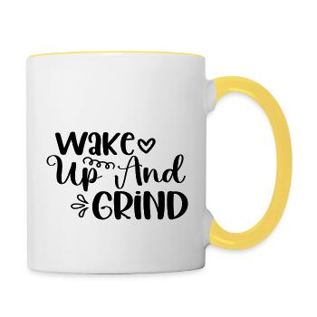 Wake Up And Grind - Tasse zweifarbig - Weiß/Gelb - Rechts