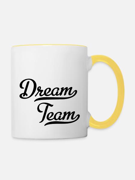 Dream Team - Tasse zweifarbig - Weiß/Gelb