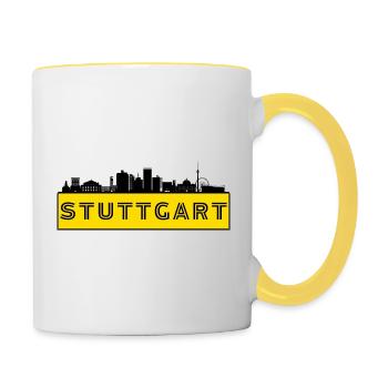 Stadt Stuttgart - Deutschland - Tasse zweifarbig - Weiß/Gelb - Rechts