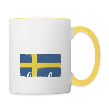 Fancy Sweden Flag Cadeau de Noël - Mug contrasté - blanc/jaune - Droite