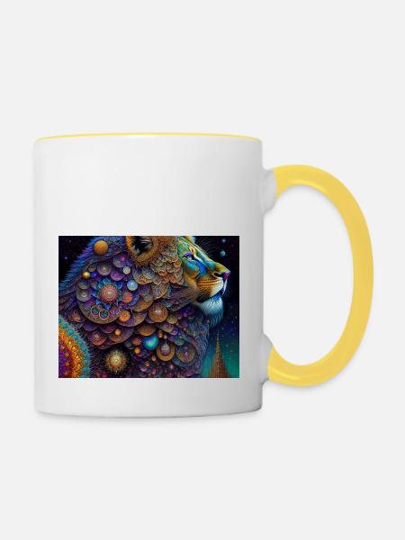 Löwe - Tasse zweifarbig - Weiß/Gelb