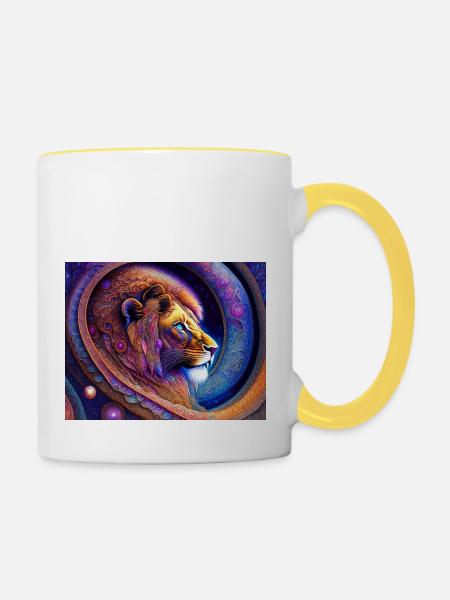 Löwe - Tasse zweifarbig - Weiß/Gelb