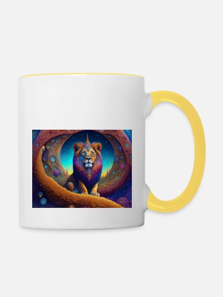 Löwe - Tasse zweifarbig - Weiß/Gelb