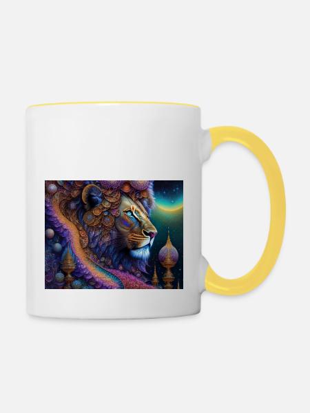 Löwe - Tasse zweifarbig - Weiß/Gelb