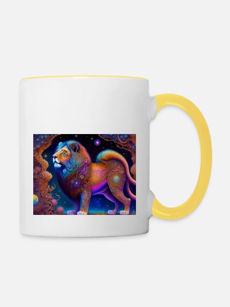 Löwe - Tasse zweifarbig - Weiß/Gelb